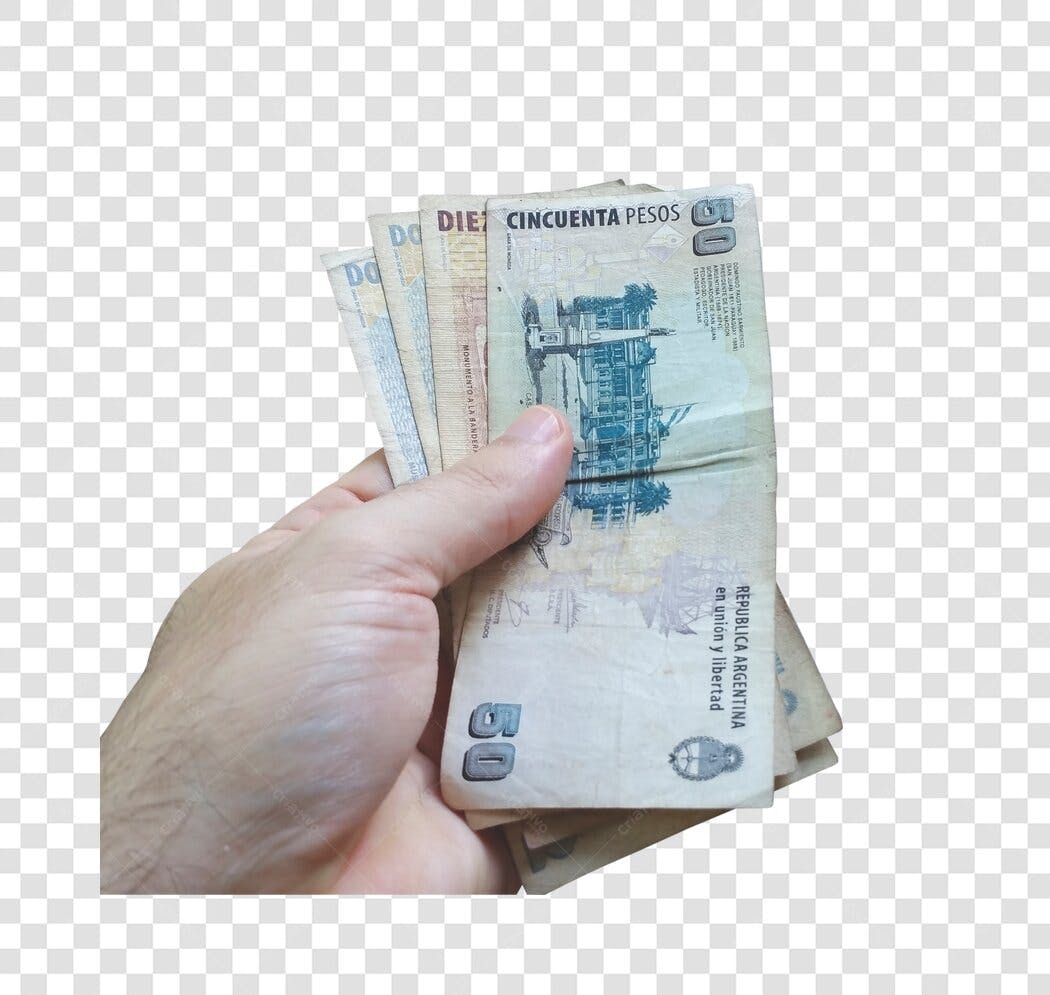 Imagem para marketing financeiro notas Pesos Argentinos PNG com fundo transparente