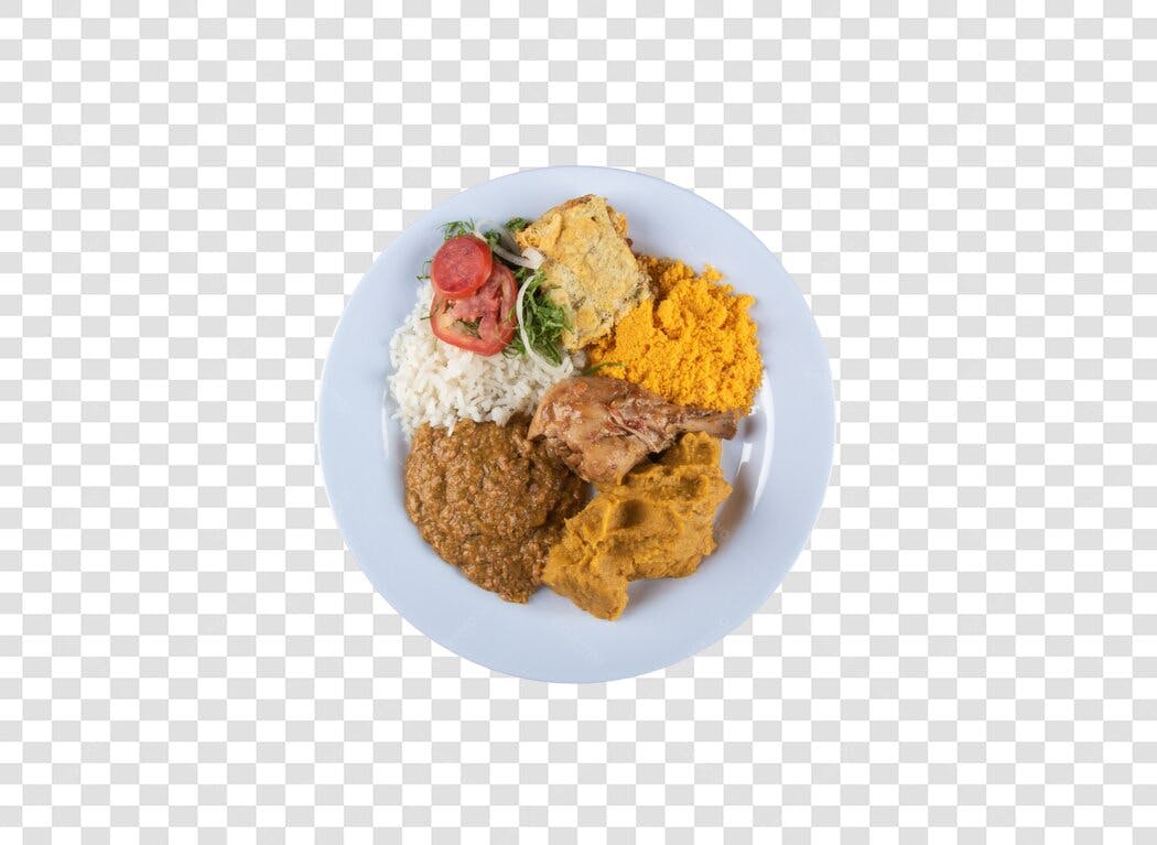 Imagem de Prato Feito Comida Brasileira com Frango Farofa e Arroz PNG com fundo transparente