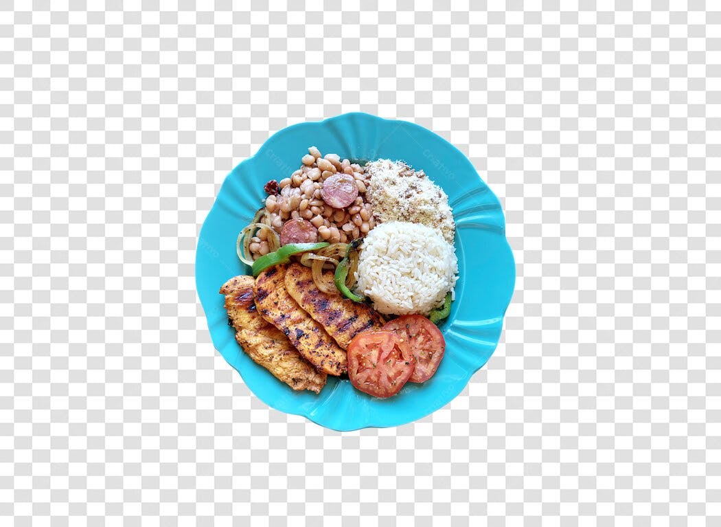 Prato de Comida Brasileira Almoço Executivo Frango Grelhado PNG Fundo Transparente