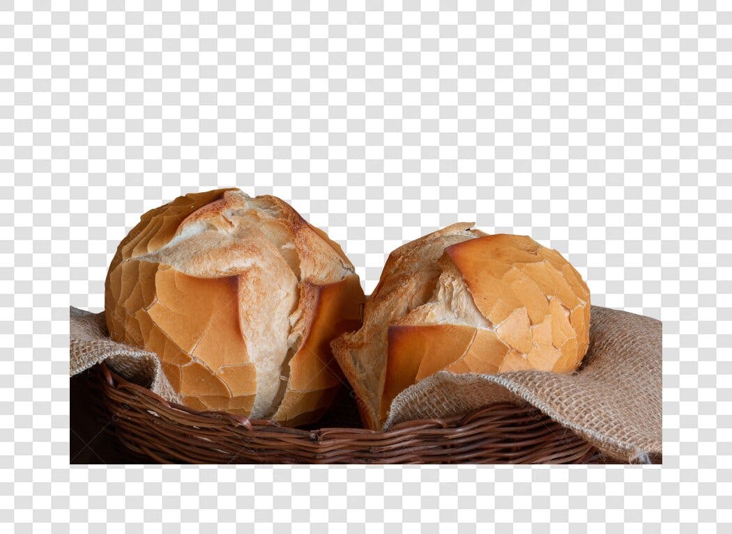 Imagem de Pães Franceses Frescos na Cesta de Vime PNG com fundo transparente