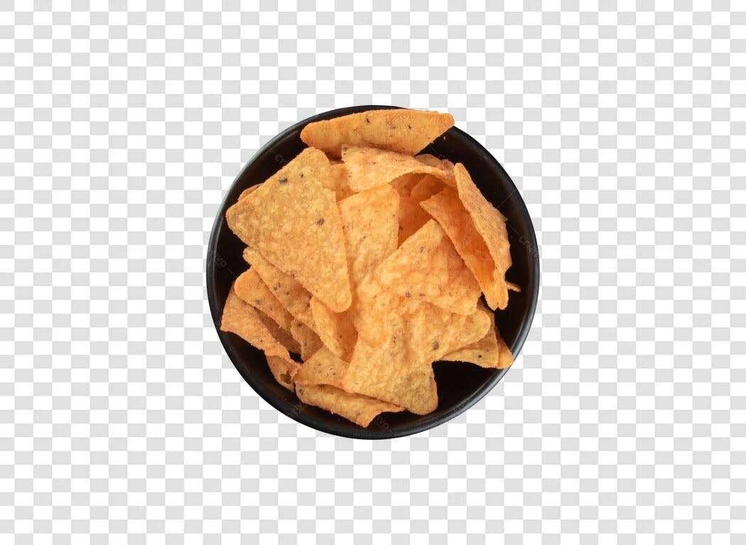 Imagem de Tigela de Nachos Laranja Preto e Crocante PNG com fundo transparente