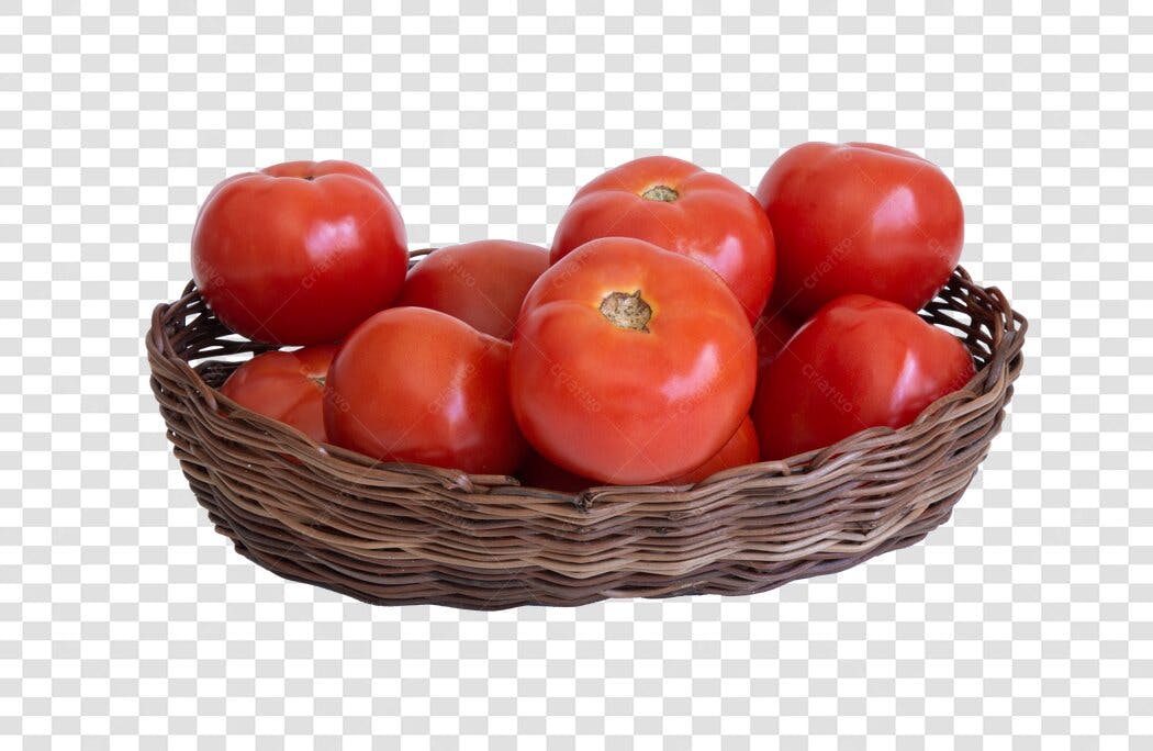 Imagem Cesta de Tomates Frescos Vermelhos PNG com fundo transparente