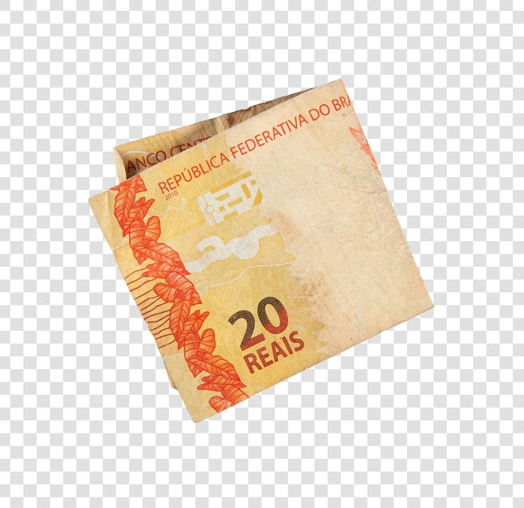Nota de 20 Reais Brasileira PNG com fundo transparente para design financeiro