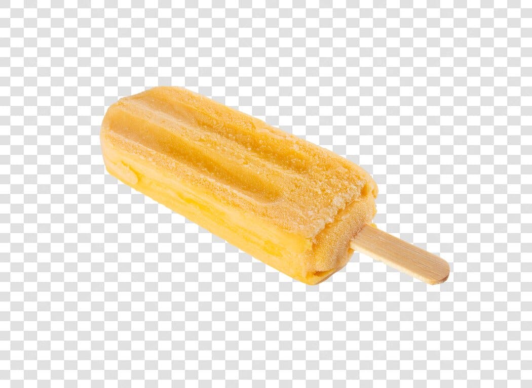 Picolé de fruta amarelo gelado para promoções de verão PNG com fundo transparente