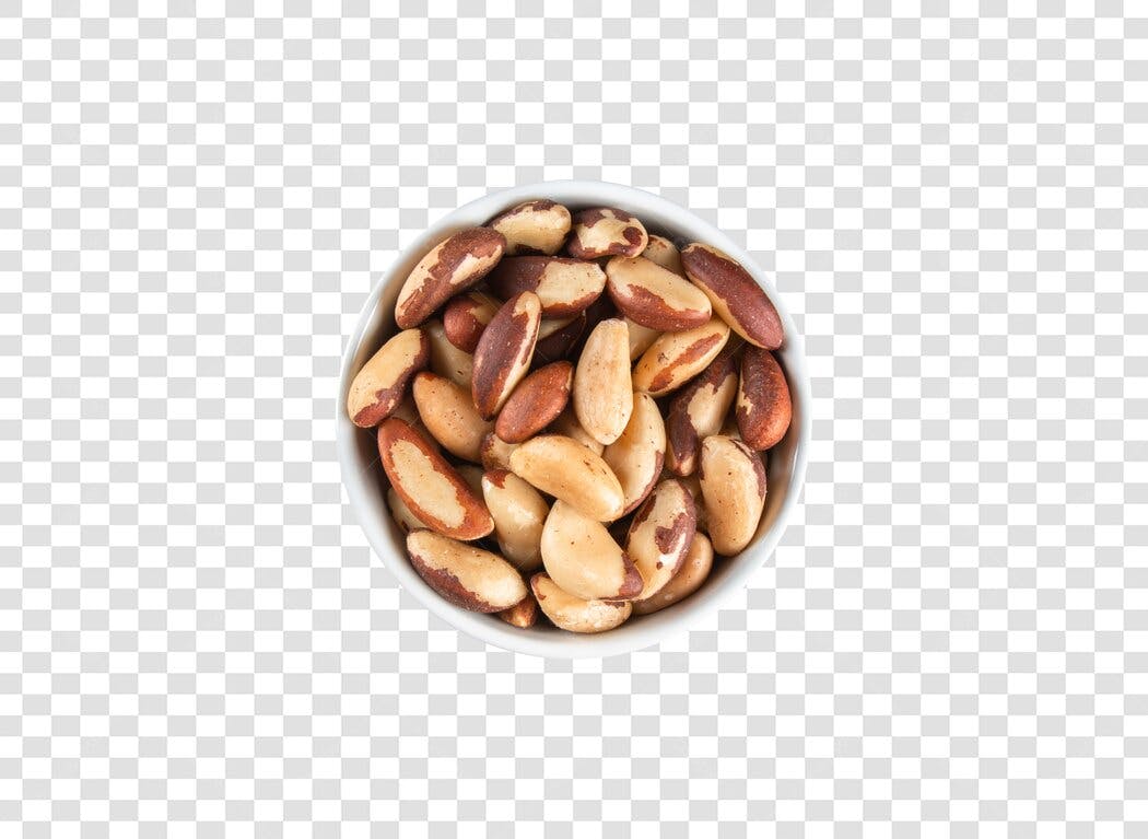 Alimento Castanha do Pará em tigela PNG com fundo transparente para receitas saudáveis e snacks