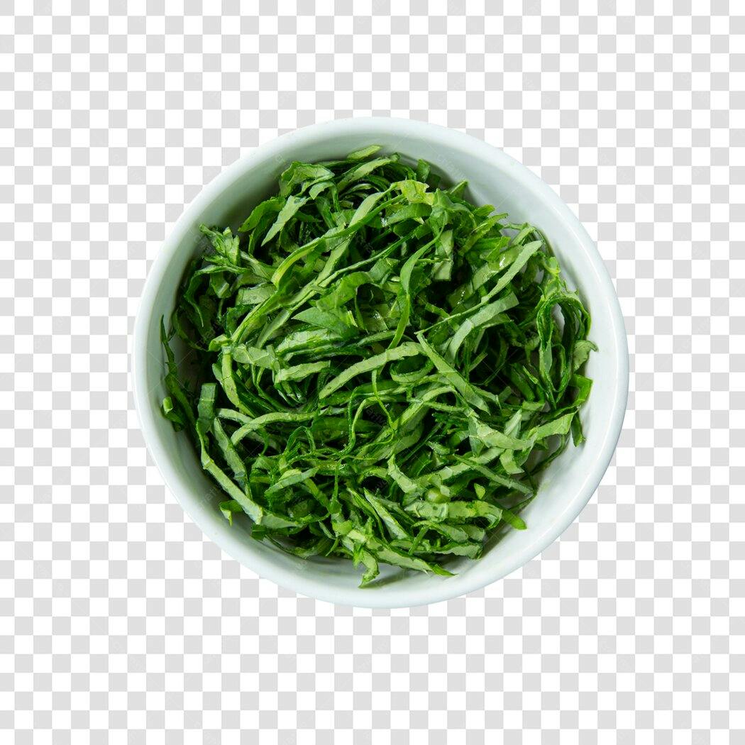 Alimento Couve Fatiada Fresca em tigela branca PNG com fundo transparente
