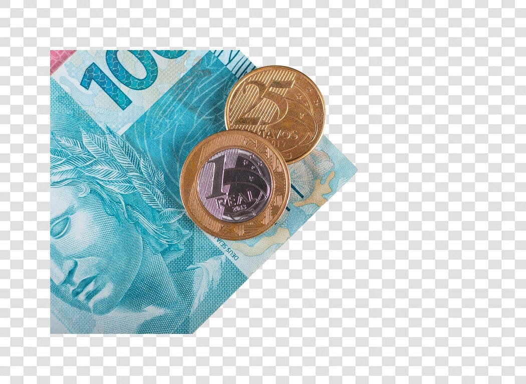 Dinheiro Real Brasileiro Nota de 100 e Moedas para Finanças PNG com fundo transparente