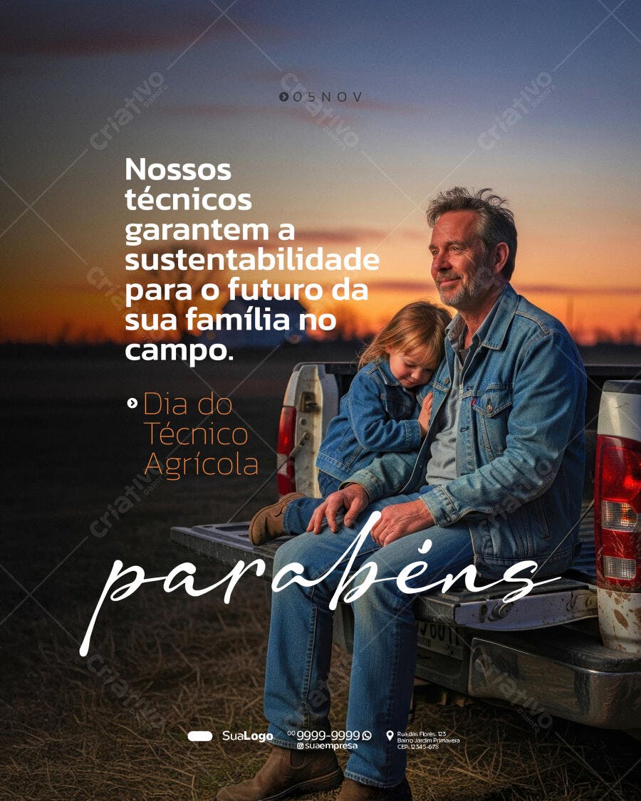 Post para Dia do Técnico Agrícola Família Psd Editável