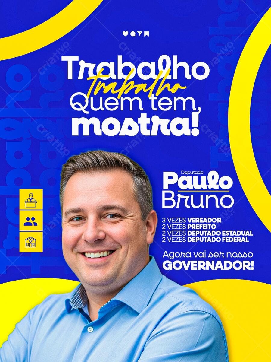 Flyer Político para Campanha Governador Paulo Bruno PSD Editável