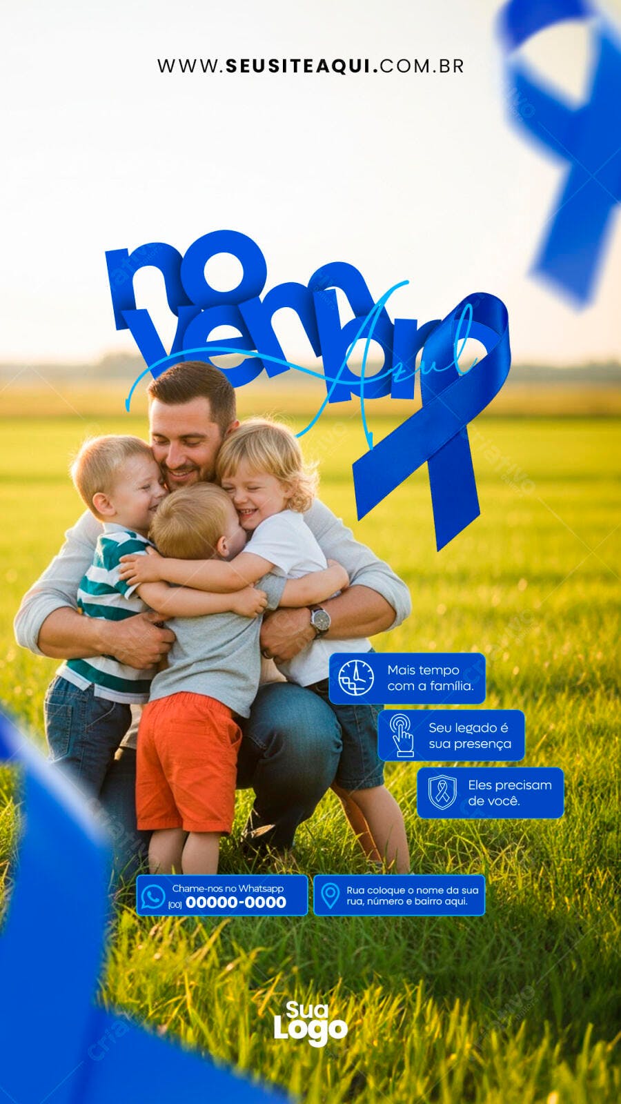 Flyer Novembro Azul Conscientização PSD Editável