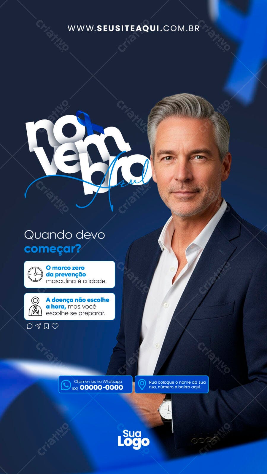 Flyer Novembro Azul Prevenção Câncer de Próstata PSD Editável