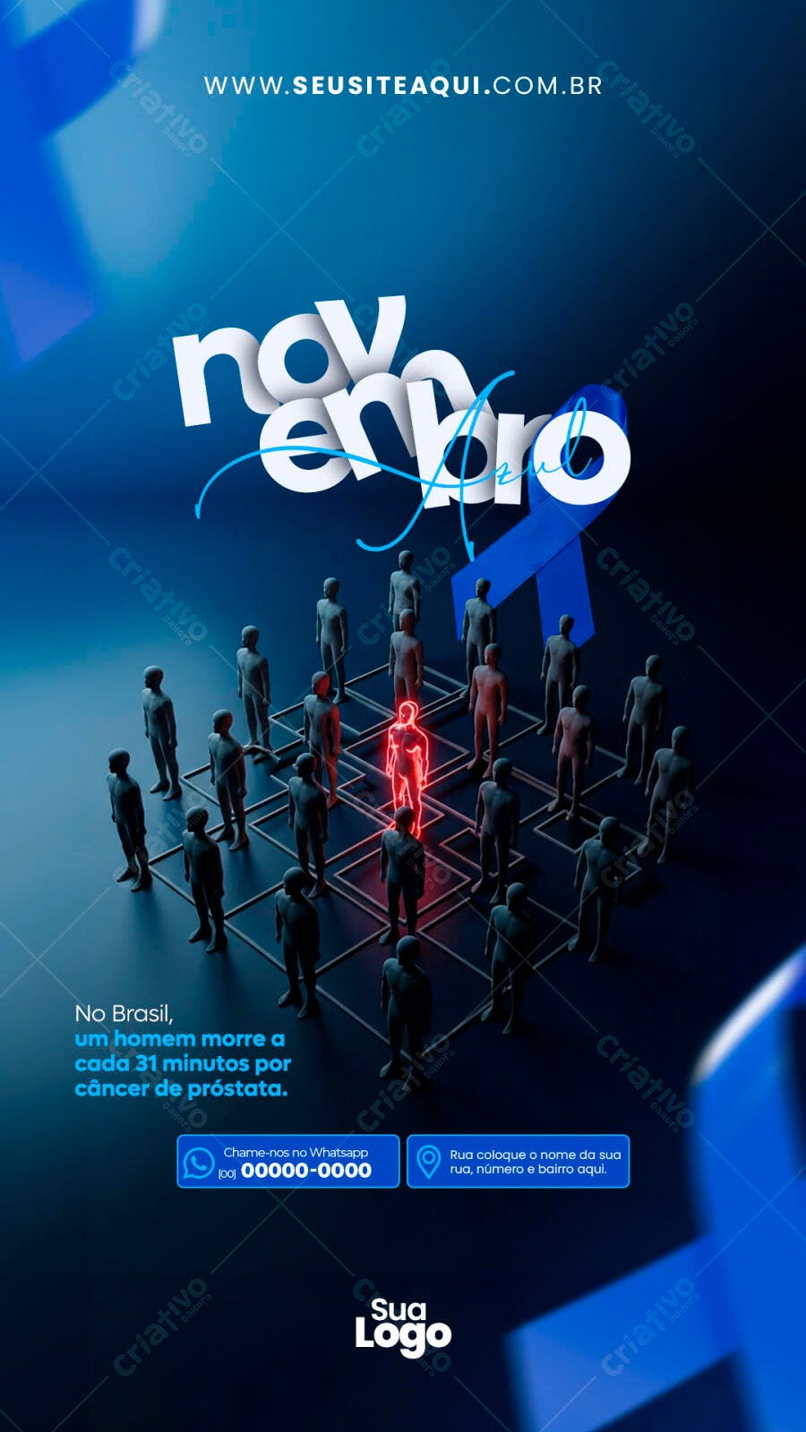 Post para Câncer de Próstata Novembro Azul PSD Editável
