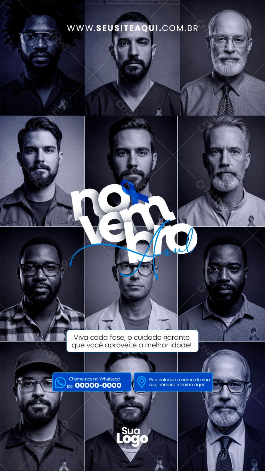Flyer Novembro Azul Conscientização Masculina PSD Editável
