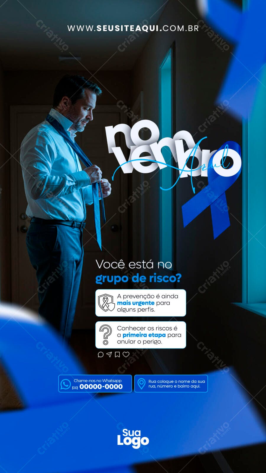 Flyer para Novembro Azul Prevenção Homem PSD Editável