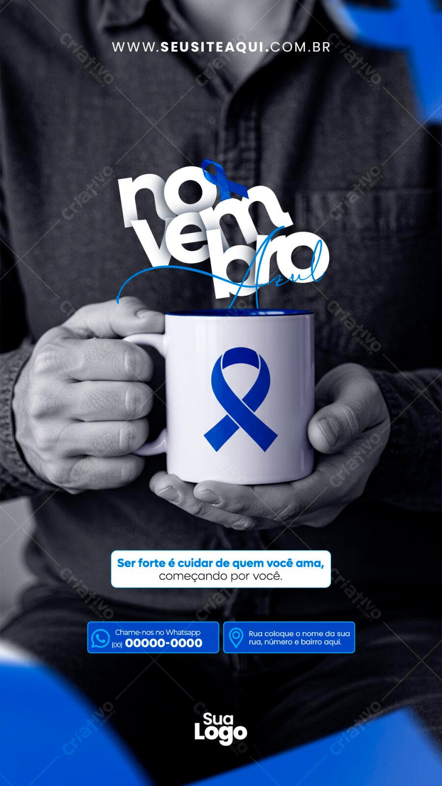 Flyer Novembro Azul Conscientização Câncer Próstata PSD Editável