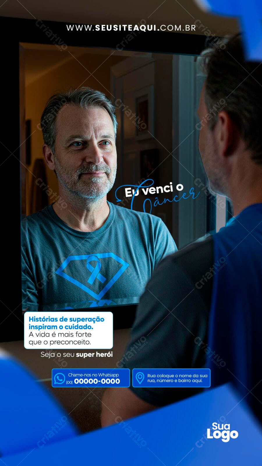 Post Redes Sociais Campanha Eu Venci o Câncer PSD Editável