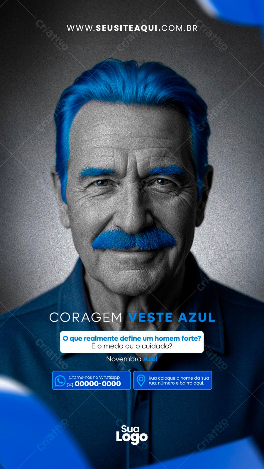 Flyer Novembro Azul Coragem Veste Azul PSD Editável