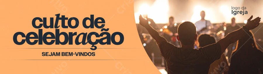 Flyer Culto de Celebração de Igreja PSD Editável