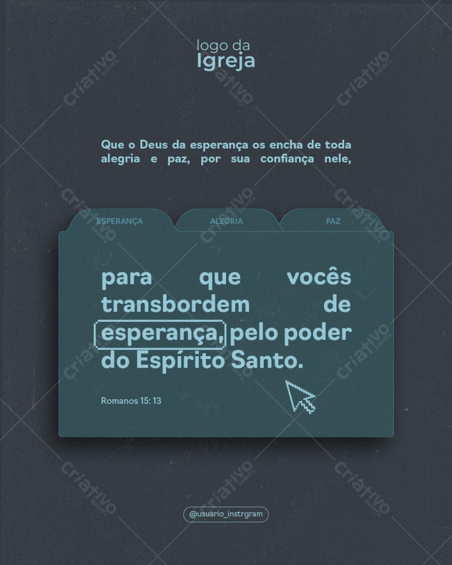 Flyer para Igreja com Mensagem Bíblica Esperança Psd Editável