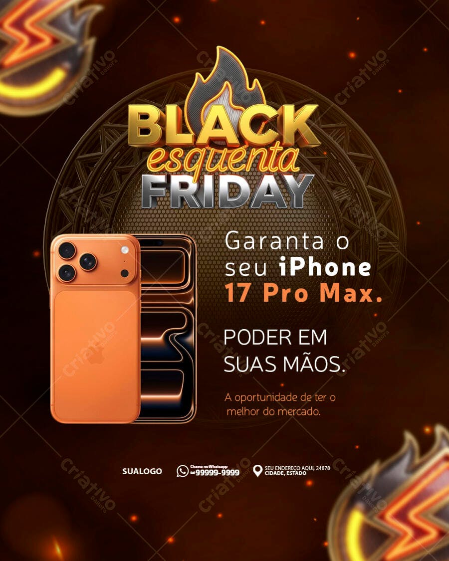 Post Black Esquenta Friday iPhone 17 Pro Max Psd Editável