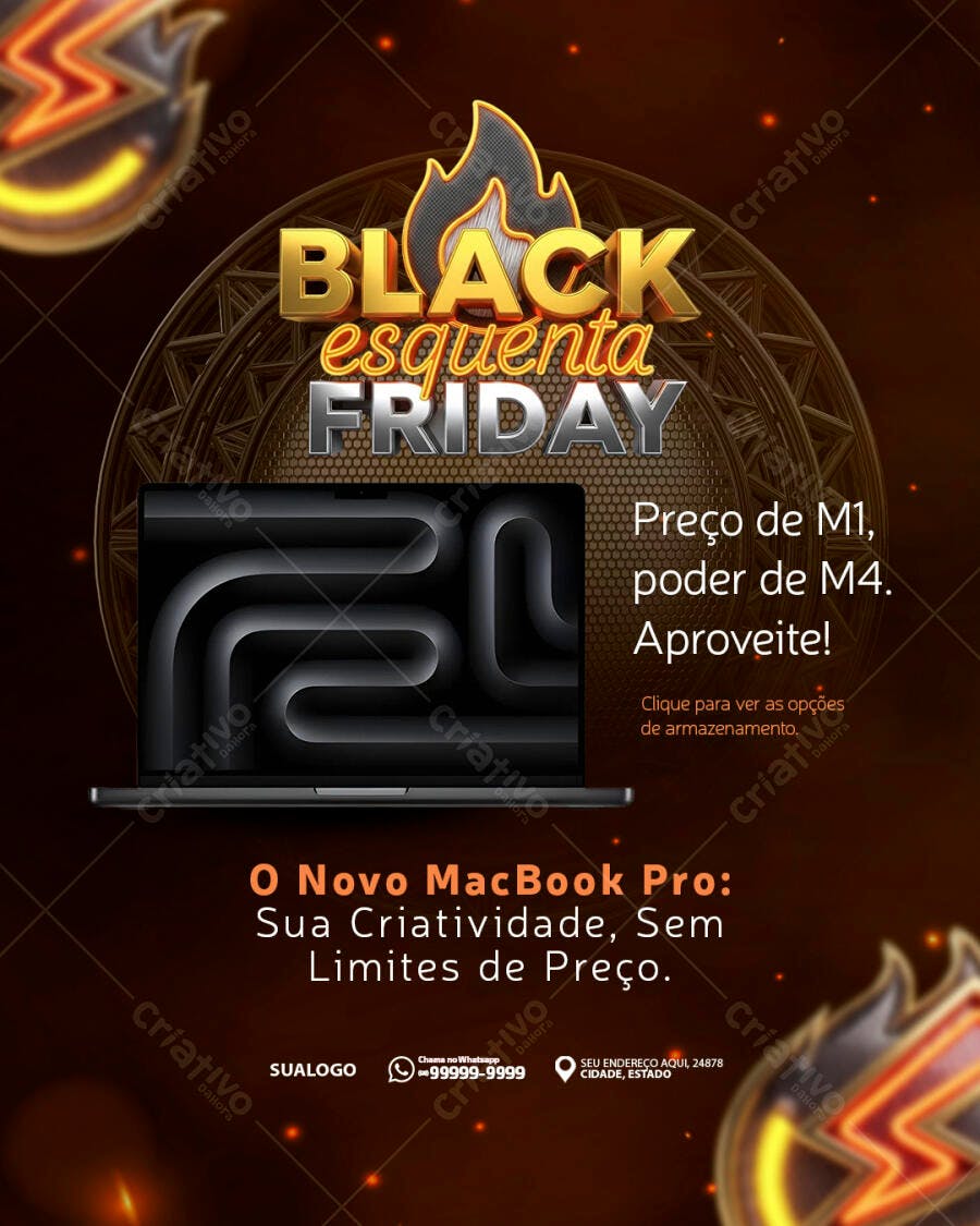 Flyer Promoção Esquenta Black Friday MacBook Pro PSD Editável