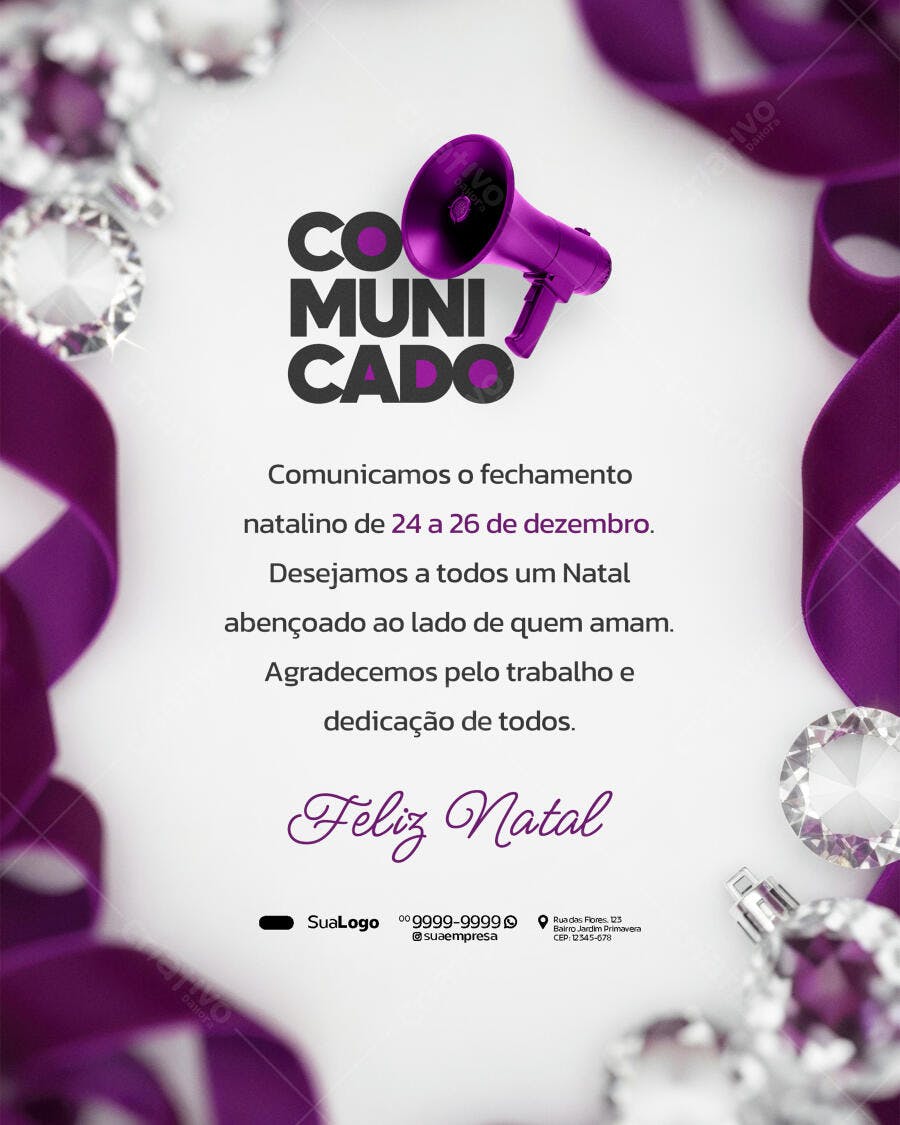 Comunicado para Fechamento Natalino para Empresas PSD Editável