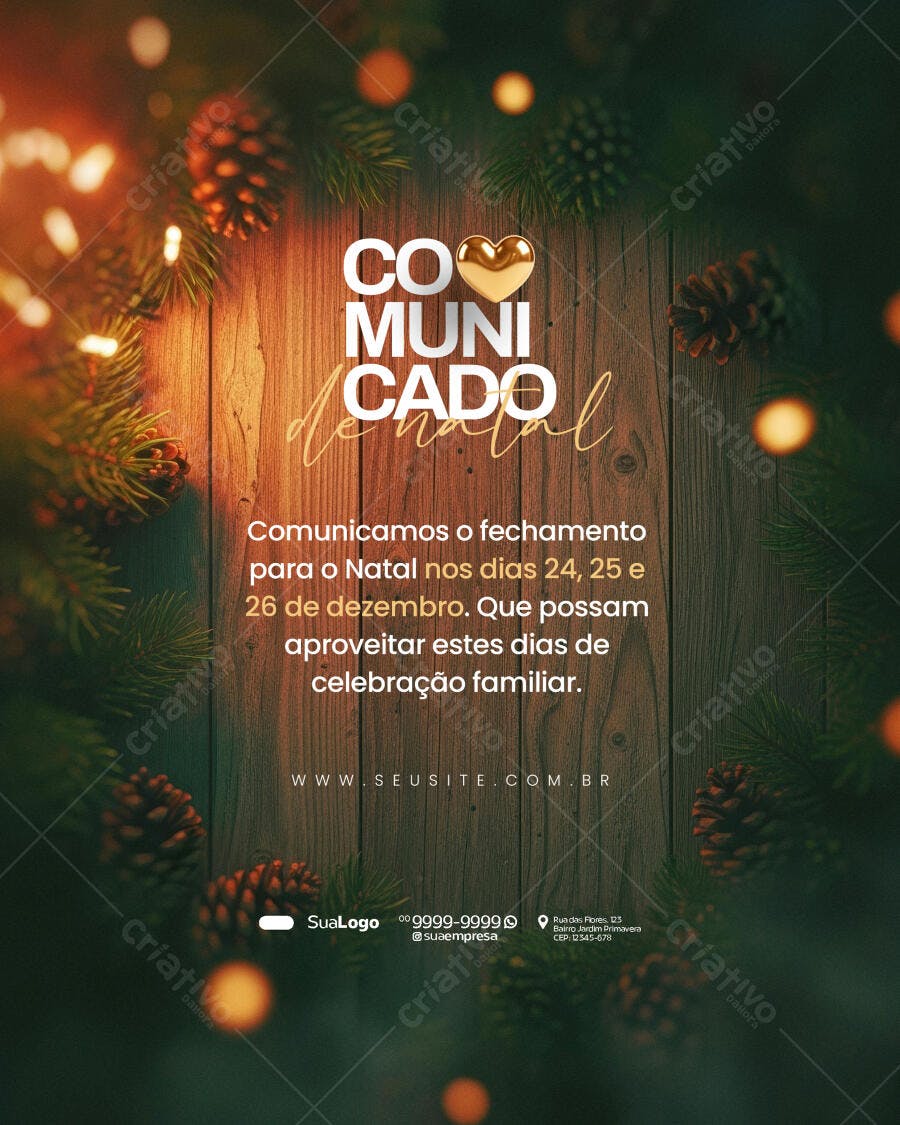 Comunicado de Natal para Empresa PSD Editável