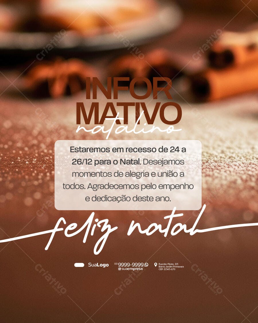Flyer Informativo de Natal e Recesso PSD Editável
