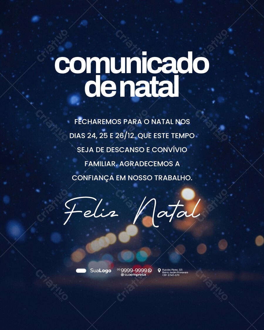 Flyer Comunicado de Natal para Empresas PSD Editável