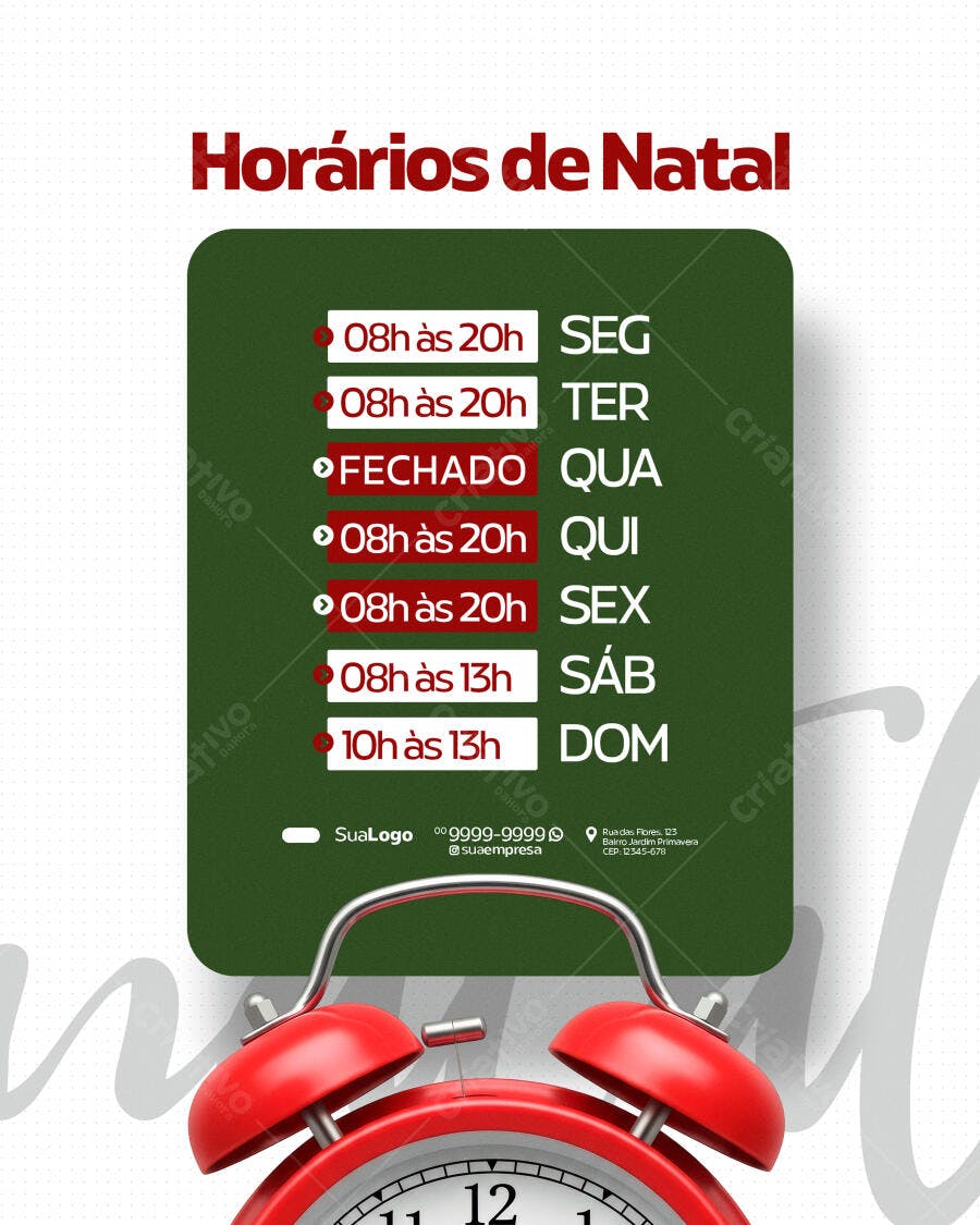 Flyer Horários de Natal PSD Editável