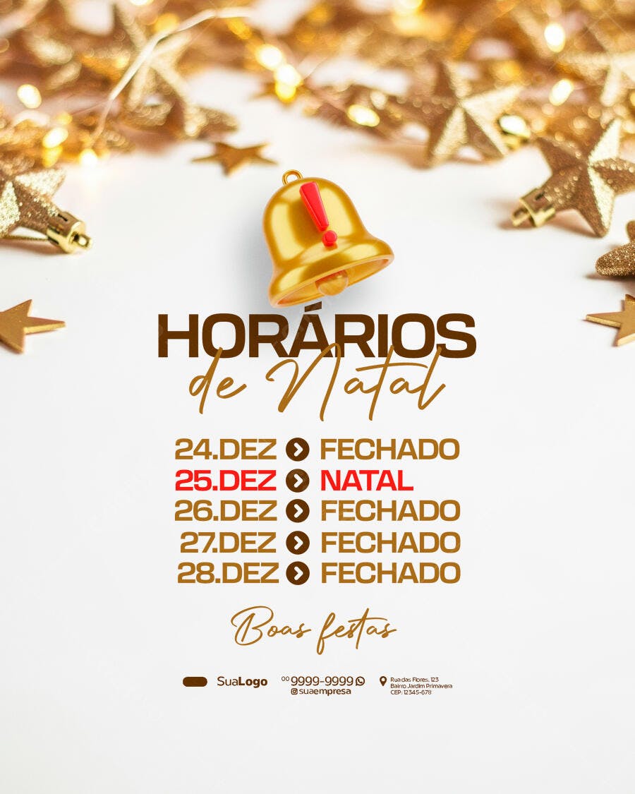 Flyer Horários de Natal para Comércio PSD Editável