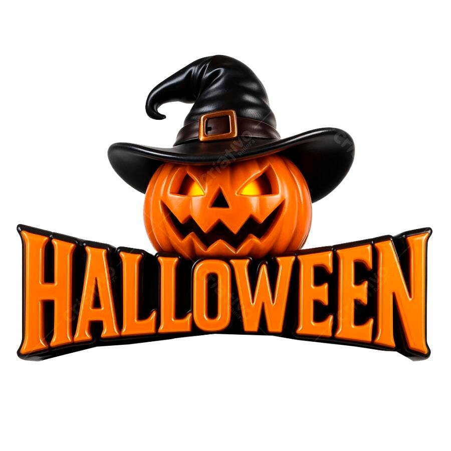 Ilustração Halloween Abóbora Chapéu Bruxa PNG com fundo transparente
