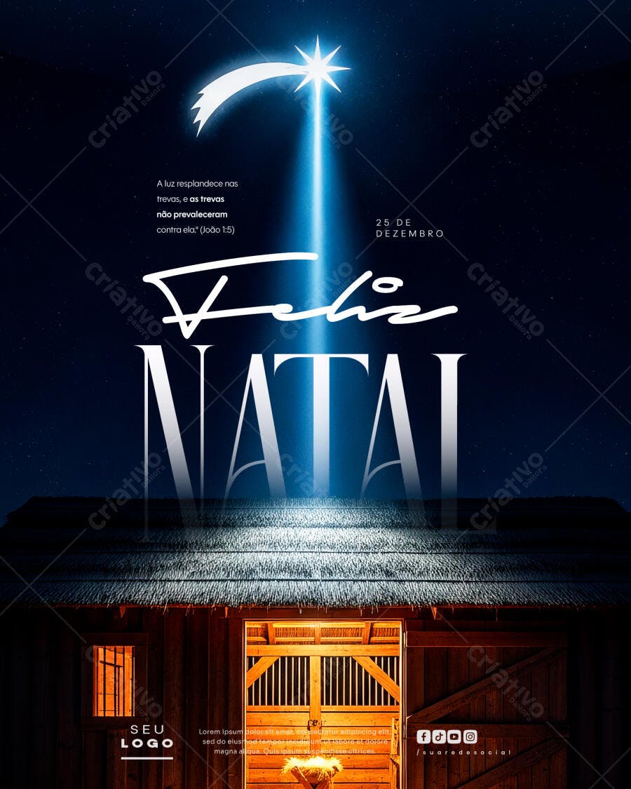 Flyer Natal Estrela de Belém e Manjedoura PSD Editável
