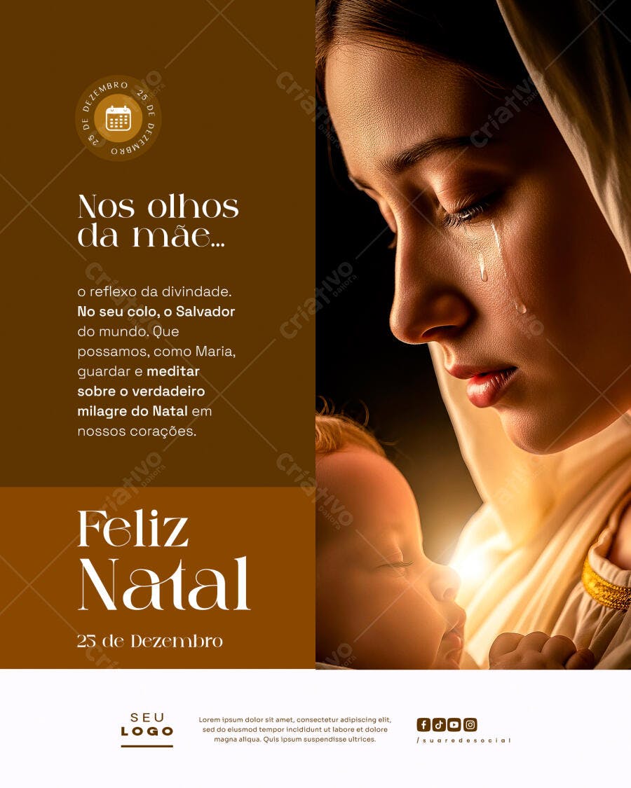 Post Social Natal Nos Olhos da Mãe PSD Editável
