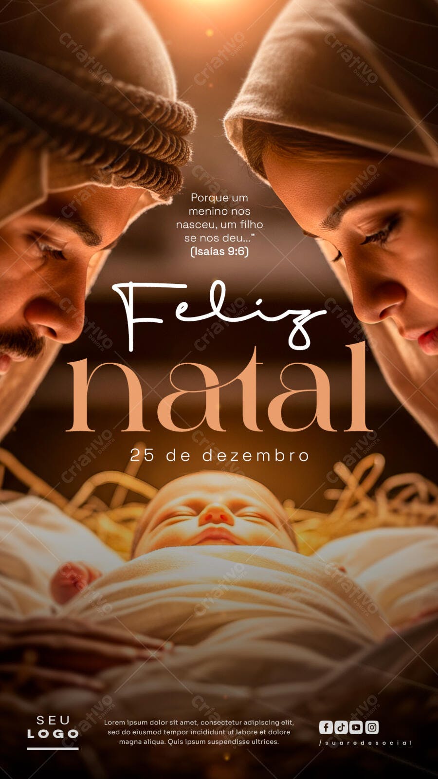 Post Instagram Natal Manjedoura Sagrada Família PSD Editável