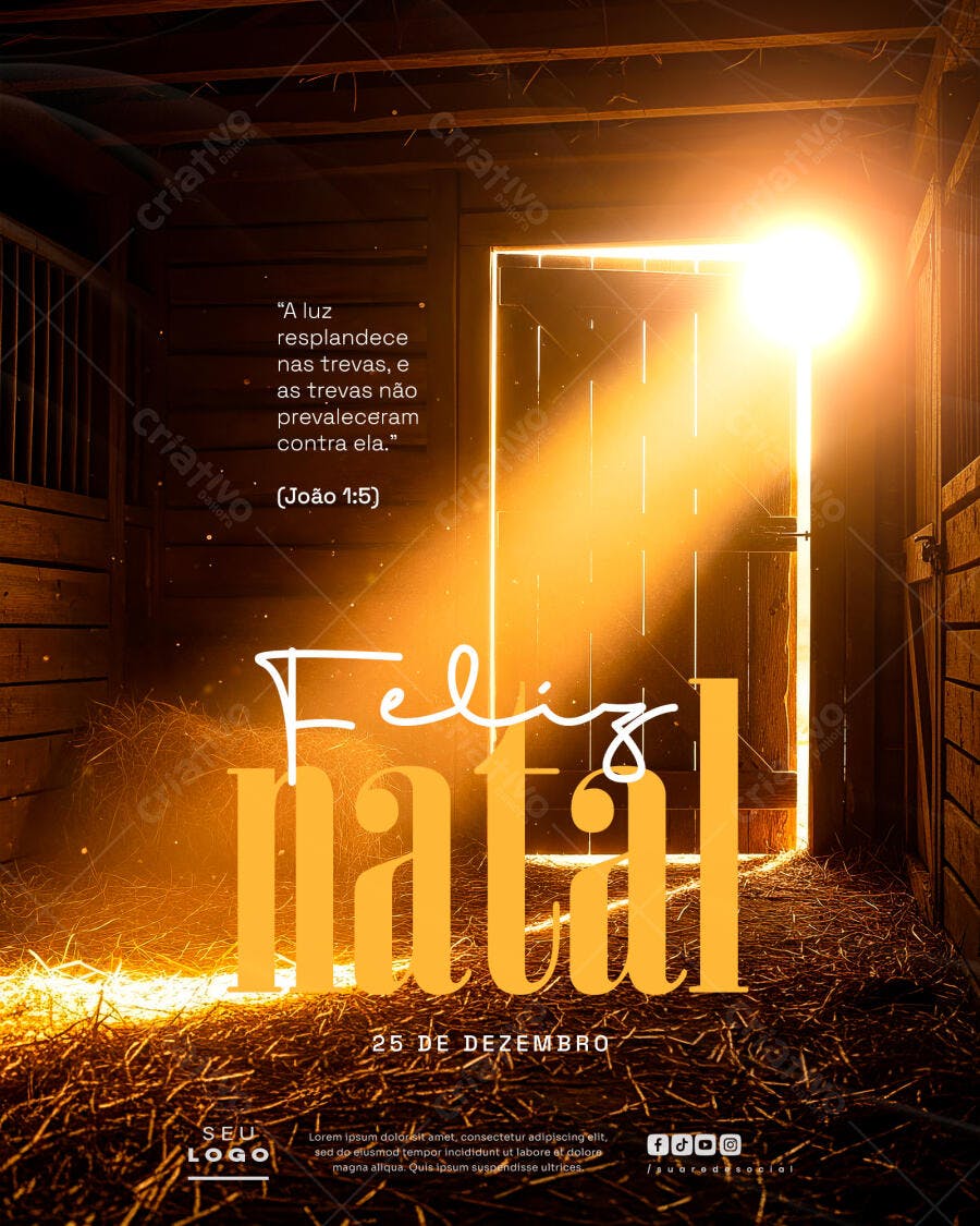 Flyer Feliz Natal Luz Manjedoura PSD Editável