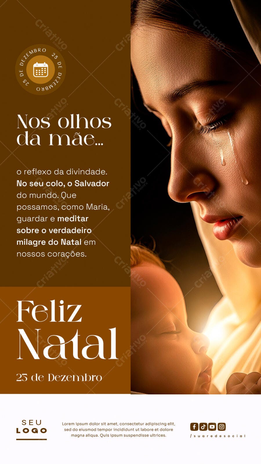 Flyer Natal Nos Olhos da Mãe PSD Editável