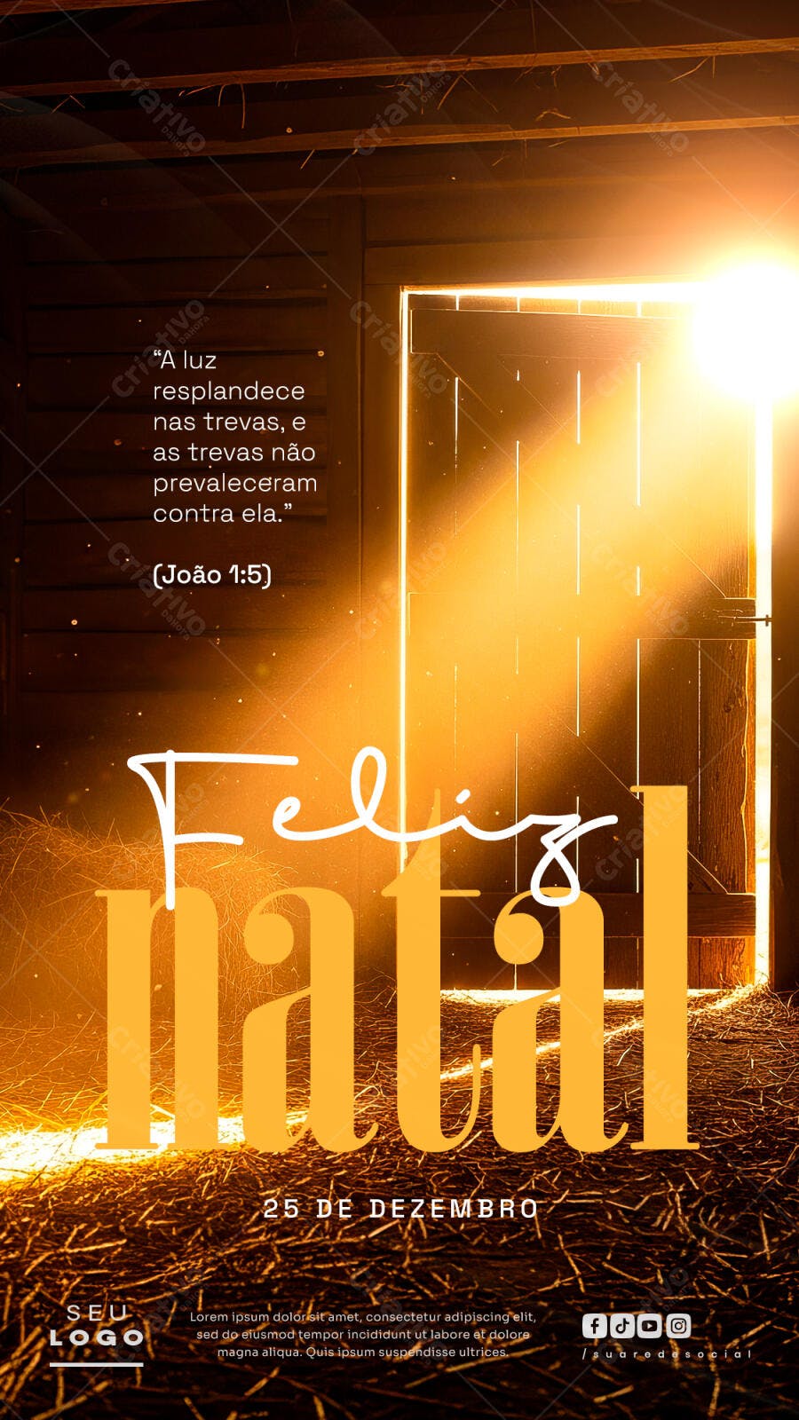 Flyer de Natal com Mensagem Bíblica PSD Editável