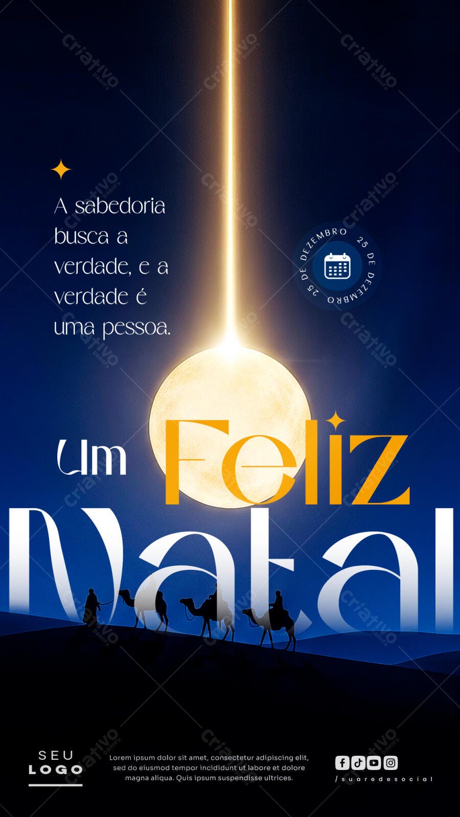 Flyer Feliz Natal Três Reis Magos 25 de Dezembro PSD Editável