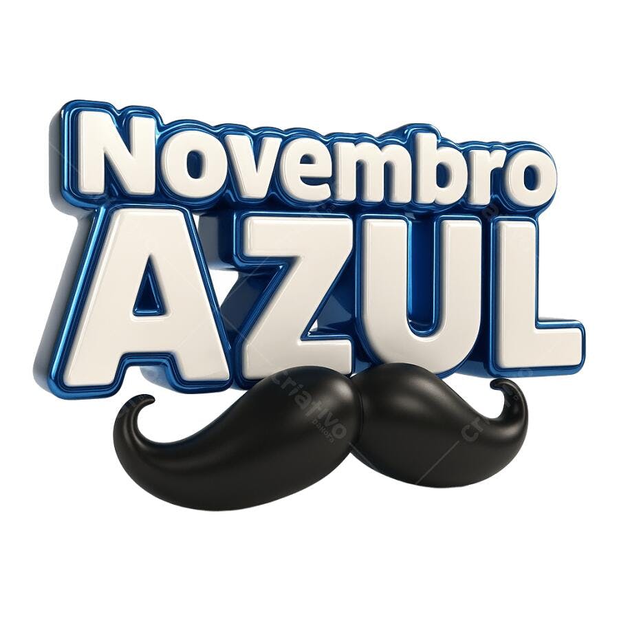 Selo Campanha Novembro Azul Saúde Masculina Bigode PNG com fundo transparente