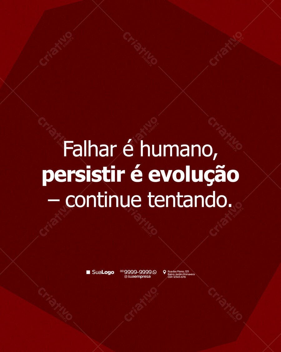 Flyer Motivacional "Falhar é humano" para Redes Sociais PSD Editável