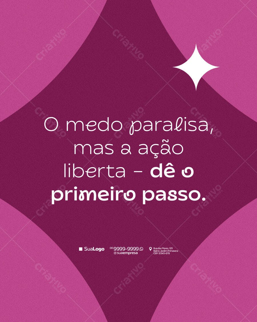 Flyer Citação Inspiracional O Medo Paralisa PSD Editável