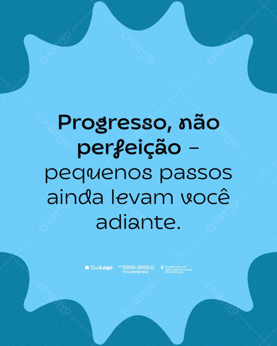 Post para Redes Sociais Citação Motivacional Progresso PSD Editável