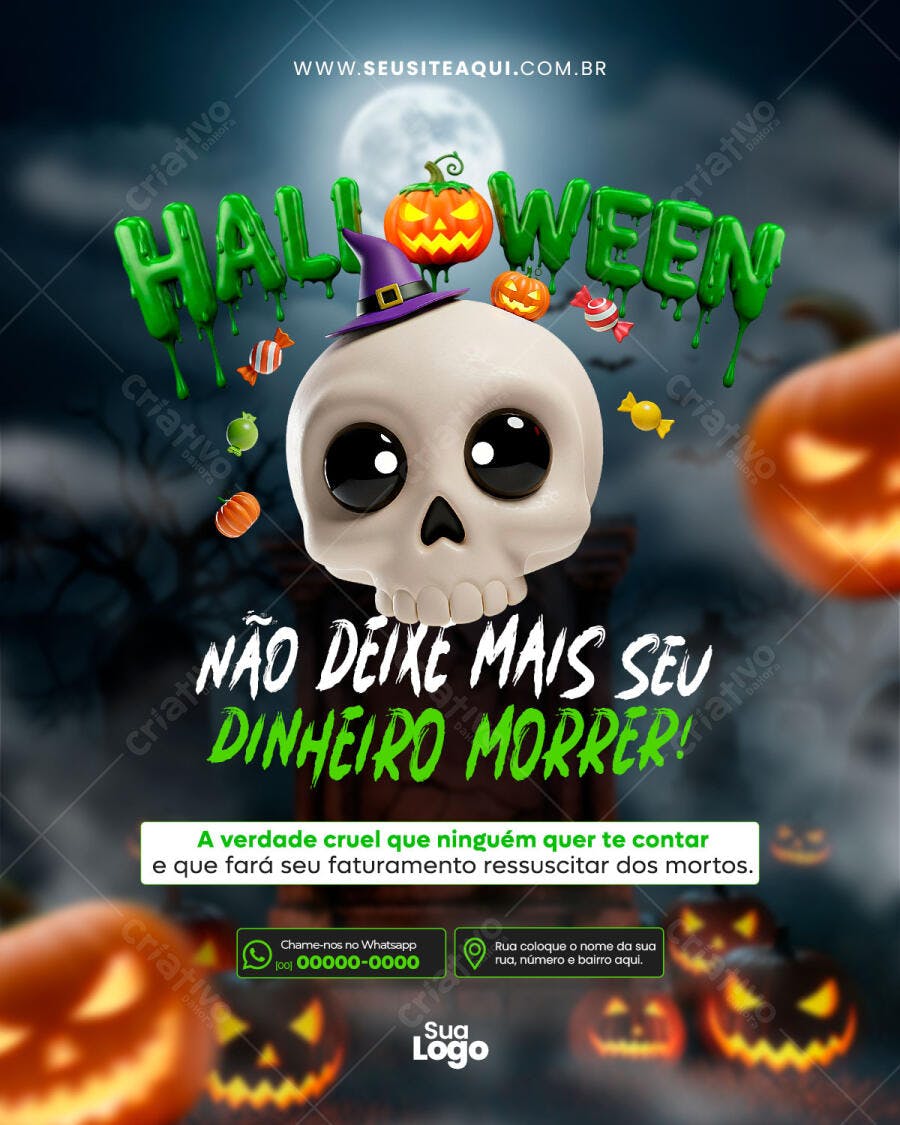 Flyer Comercial Halloween para Alavancar Vendas PSD Editável