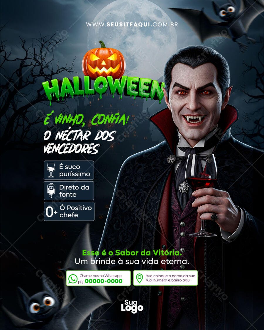 Flyer de Evento para Halloween com Vampiro PSD Editável