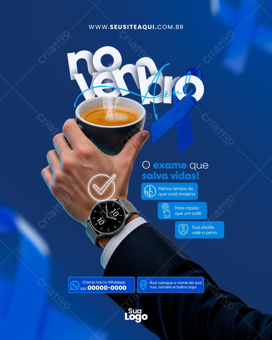 Flyer Novembro Azul O Exame Que Salva Vidas PSD Editável