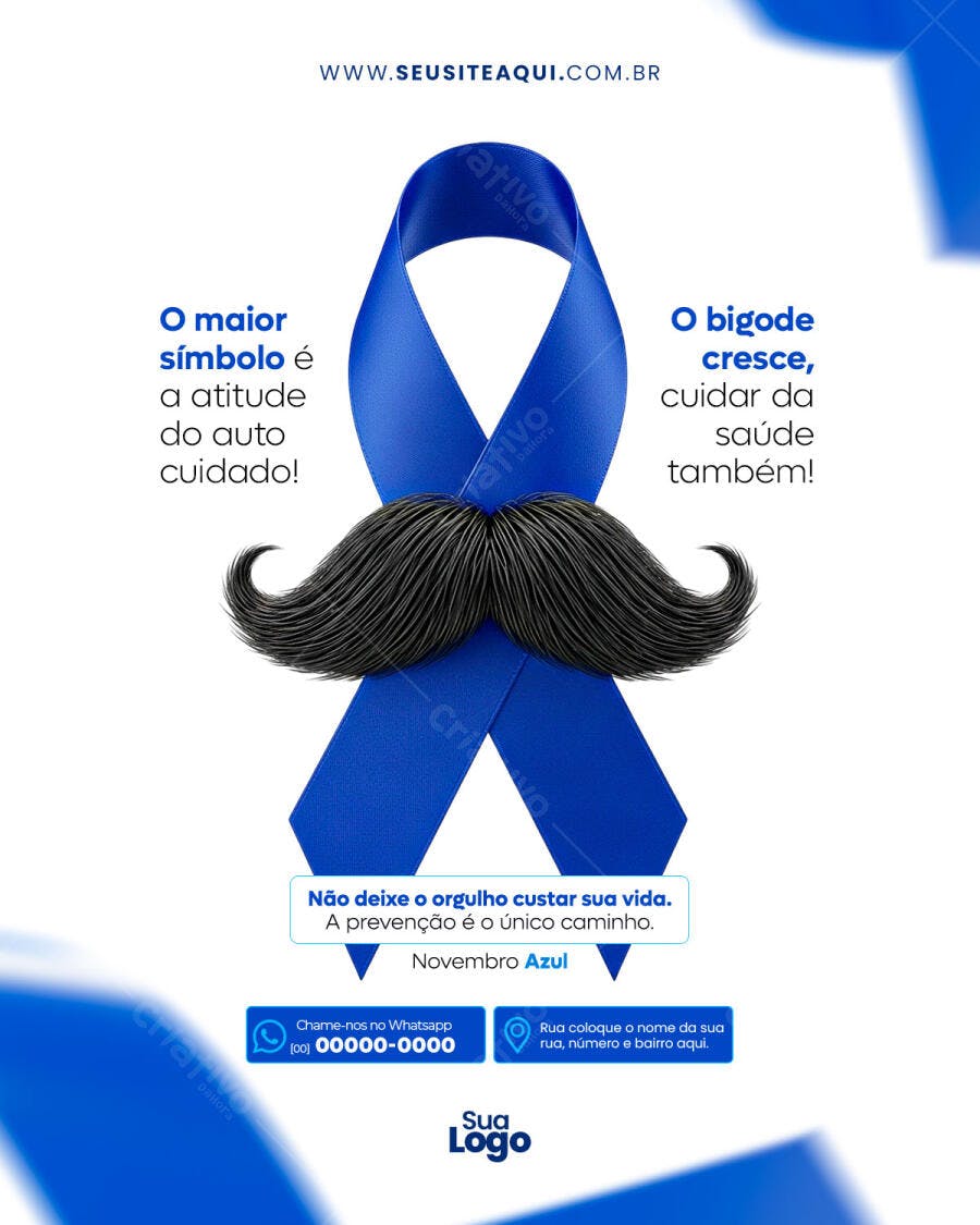 Flyer Novembro Azul Conscientização Saúde Masculina PSD Editável