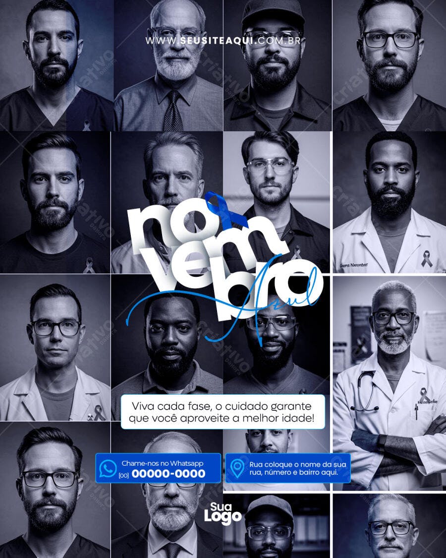 Flyer Novembro Azul Conscientização Saúde Masculina PSD Editável