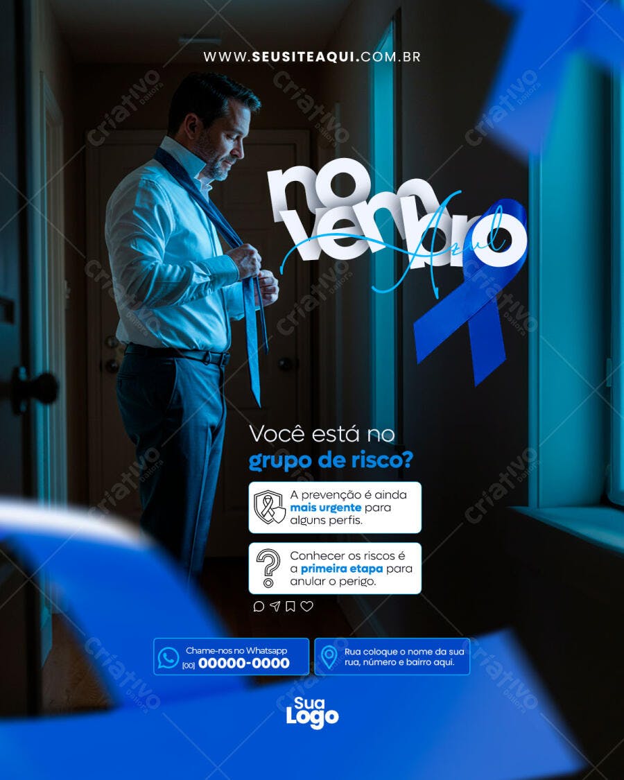 Flyer Novembro Azul Conscientização PSD Editável