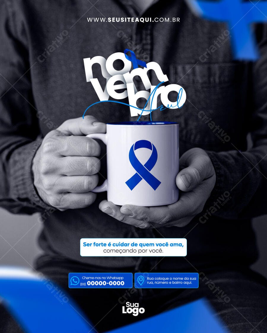 Flyer Novembro Azul Conscientização Masculina PSD Editável